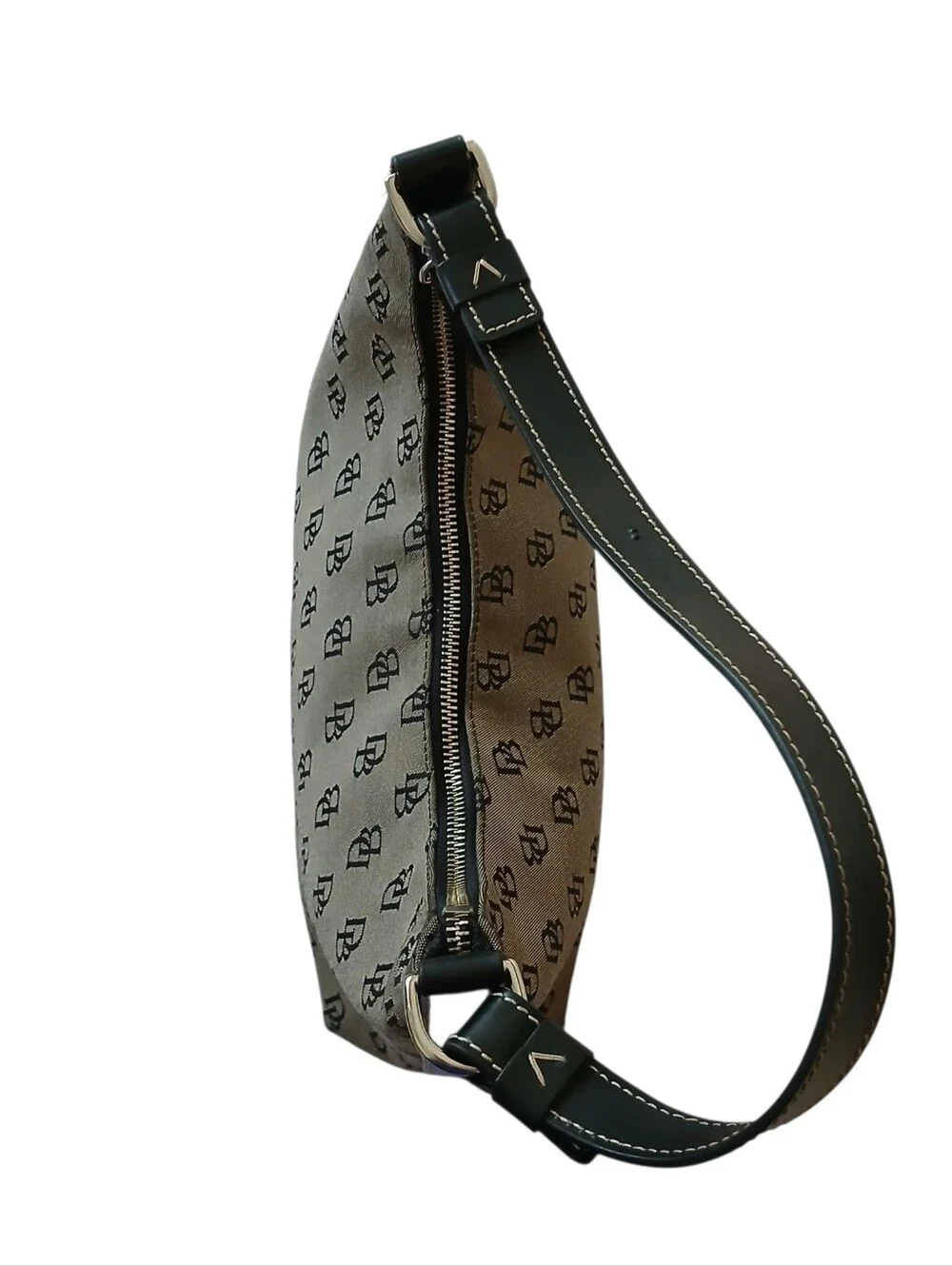 VINTAGE Y2K DOONEY & BOURKE Signature Monogram Canvas Leather Hobo Bag Preppy